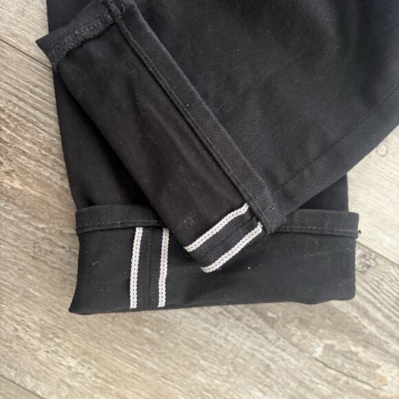 UNIQLO Selvedge Jeans Mens 29x33 Black Slim Straight Mid Rise Stretch Denim - Picture 10 of 11